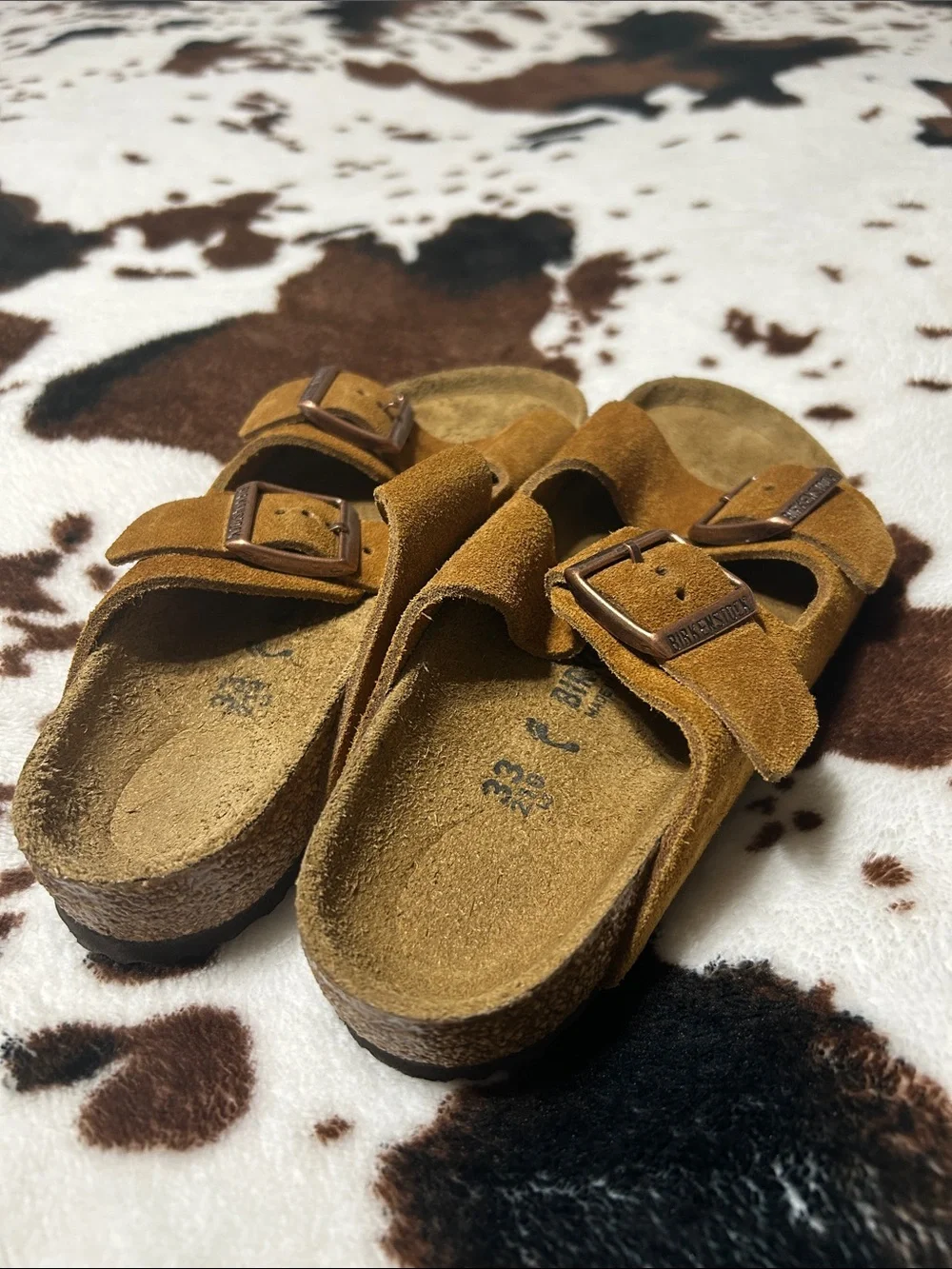 Birkenstock Kids Two-Buckle Suede Sandals in Brown